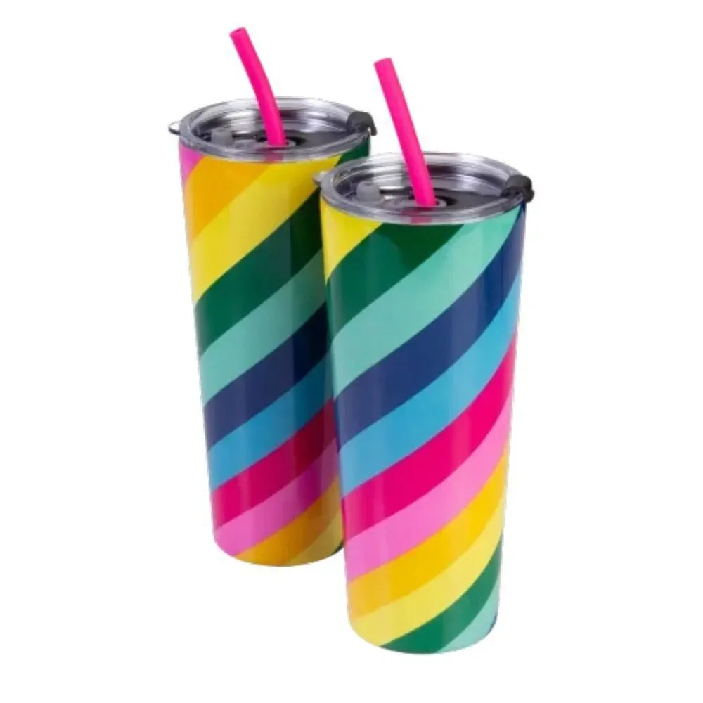 NEW 2-Pack: Cambridge 24 oz Insulated Tumblers with Straw